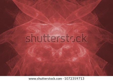 Red smoke. Color toned monochrome abstract fractal illustration. Faded background. Raster clip art.