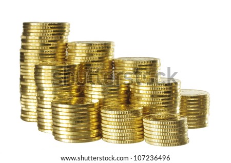 gold of coin on white background