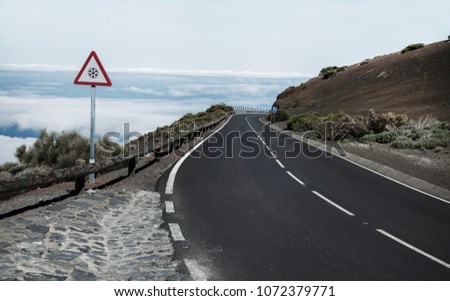 Beautiful mountain road in Tenerife. Road travel concept. Car travel adventure
