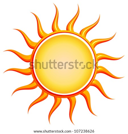 Isolated retro style yellow Sun with rays illustration