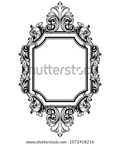 Baroque frame decor Vector. Victorian detailed rich ornament illustration. Royal luxury intricate ornaments. graphic line art styles