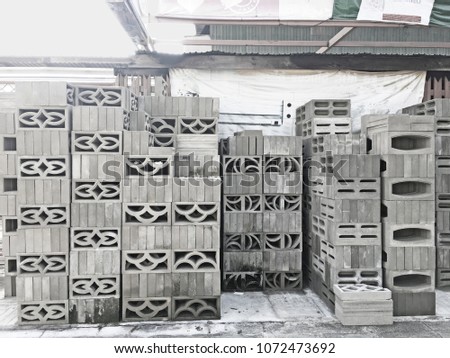 The Concrete blocks in asian pattern for build the wall