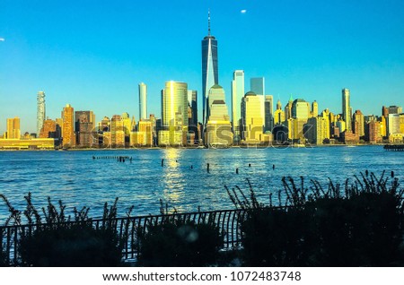 New York City sky line from across the Hudson River.