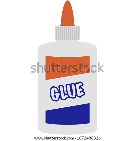 Bottle of Glue Illustration - Bottle of white glue with orange top isolated on white background Royalty-Free Stock Photo #1072488326