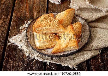 Burekas filled with cheese Royalty-Free Stock Photo #1072510880