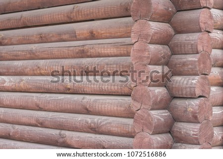 texture wall of wooden logs. building a house. Eco-friendly housing, production. Copy space for design