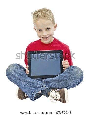 Boy holding tablet pc