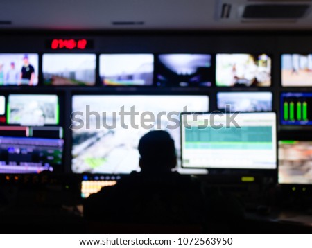 Blur images people multiple Television Broadcast. 