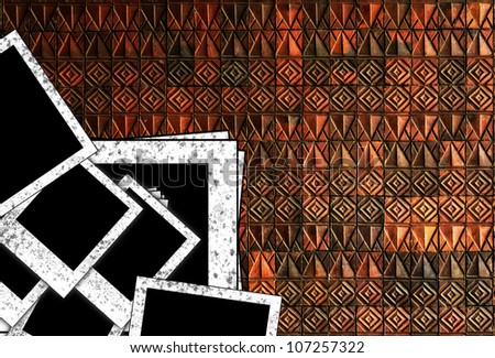 old blank photo frame on grunge wall texture background