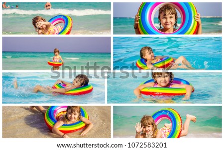 Children's collage summer photos. 