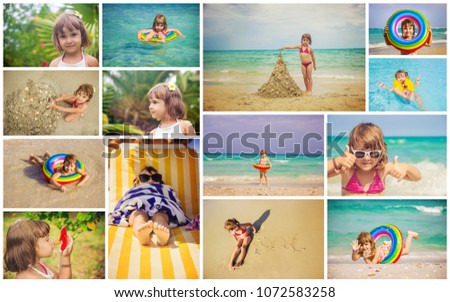 Children's collage summer photos. 