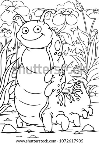 illustration of Cartoon worm - Coloring book