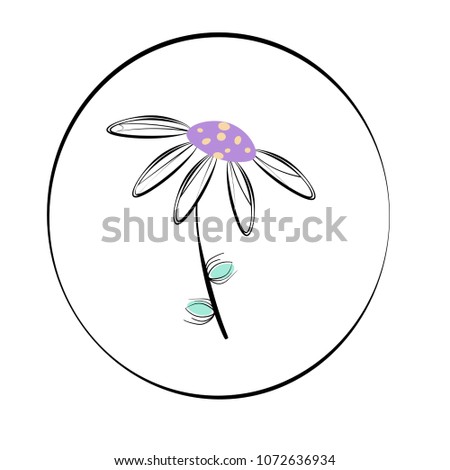 chamomile flower in stamp icon Royalty-Free Stock Photo #1072636934