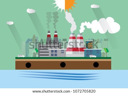 Industry 4.0 vector illustration background. City with a good environment management.