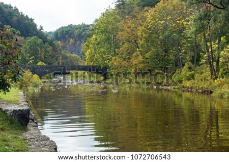 Autumn Waterway into Taughannock Falls State Park in New York State
