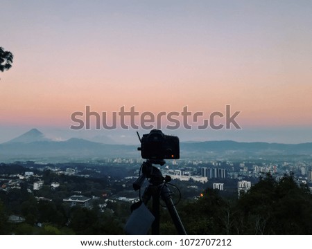 Capturing a time lapse of the sunrise in Guatemala City.
