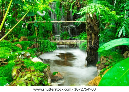 Waterfall green forest river stream landscape