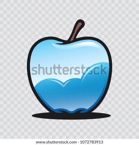 Illustration Of A Blue Sky With Cloud Inside An Apple