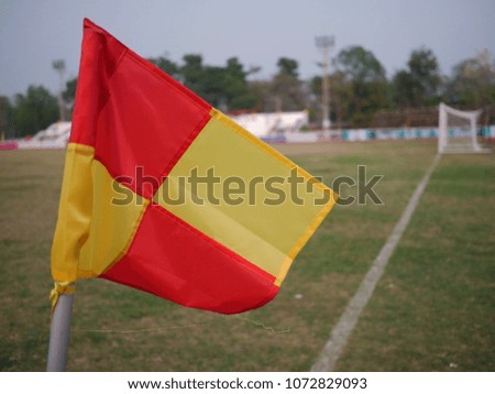 flag on the conner soccer field.