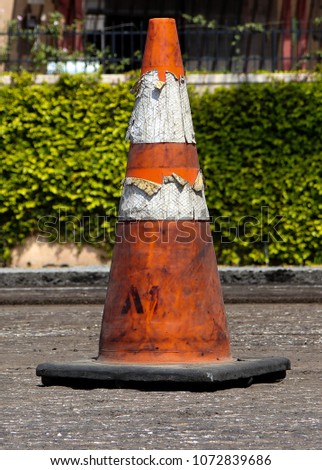 Dirty Construction Cone Close Up