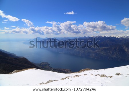 Scenic view at Lake Garda from Monte Baldo