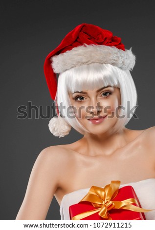 Christmas woman blonde female portrait. 