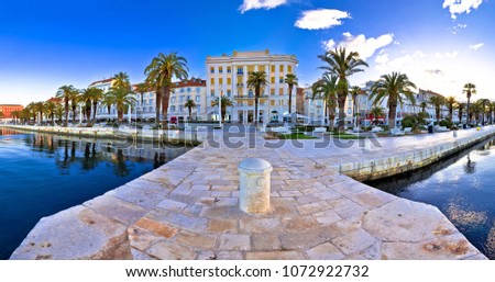Split waterfront panoramic view from pier, Dalmatia, Croatia Royalty-Free Stock Photo #1072922732