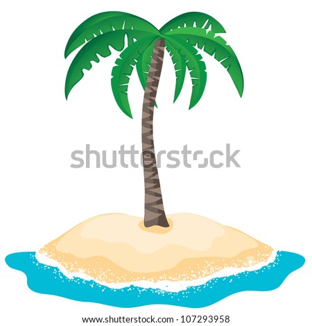 Vector palm tree on the tropical island