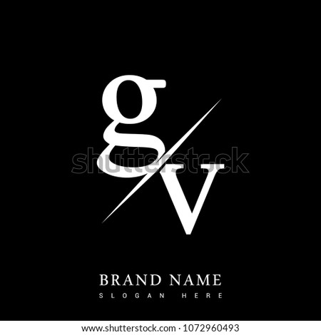 initial logo letter GV for company name black and white color and slash design. vector logotype for business and company identity.