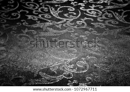 silk cloth Royal monogram. Black and white. Gold and luxury are in the same, especially when it comes to this. Foil covers this velvet, creating a detailed damask pattern that only represents luxury