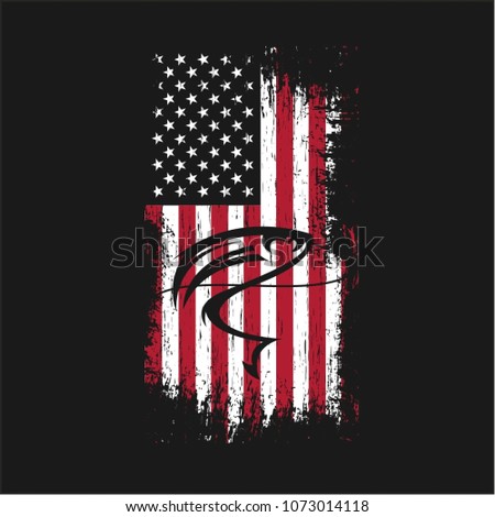 Grunge USA Flag Fishing Vector Shirt Printing
