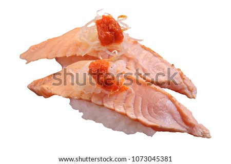 Salmon sushi on a White background