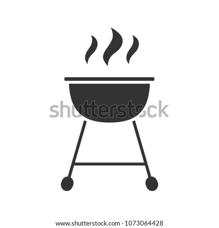 Kettle barbecue grill glyph icon. Silhouette symbol. Negative space. Raster isolated illustration