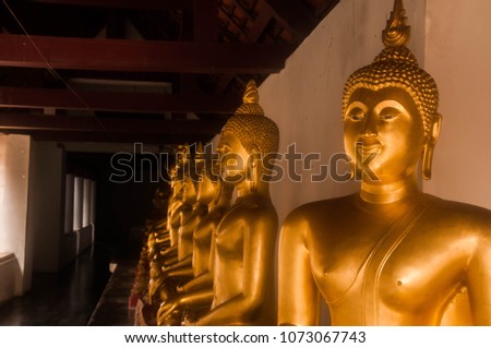 Golden Buddha statues at temple
