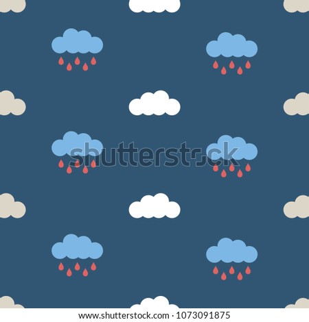 Colorful seamless pattern with rainy clouds