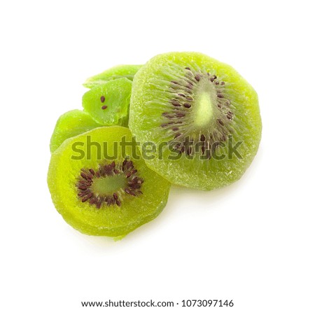 close up of dried kiwi fruit isolated on the white background
