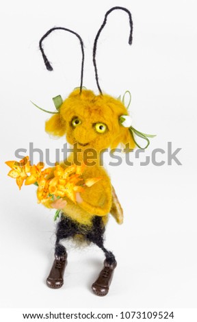 handmade bee toy with bouquet art author creative work