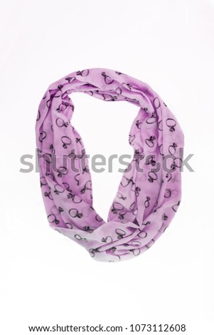 colored with trendy pattern ring scarf-snood, isolated on white background.