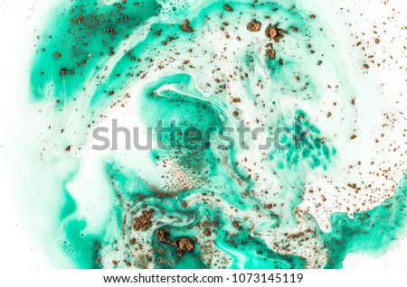 Natural Luxury. Liquid marble pattern with bronze powder. Ancient oriental drawing technique. Pastel colors. Trendy background. Fashion texture. Glamour design. Fluid abstract art for your design