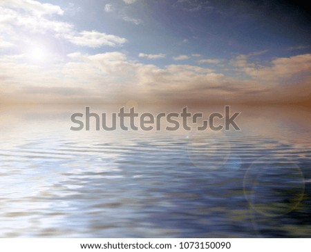 reflection of thunderclouds in calm sea water