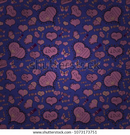 Blue, violet and black textured smears heart shapes vector objects isolated with blue, violet and black elements on background.