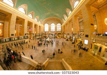 New York City - Manhattan Grand Central Station with people walking - Blur Royalty-Free Stock Photo #107323043