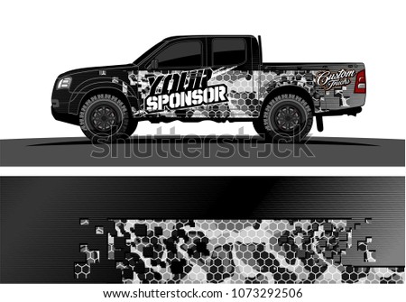 truck graphic vector design. abstract square shapes with grunge background for vinyl wrap.