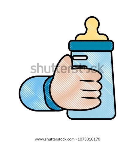 hand baby holding bottle milk