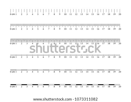 Metric Imperial Rulers. Centimeter. Measuring tool. Ruler Graduation. Size indicator units. Vector.
