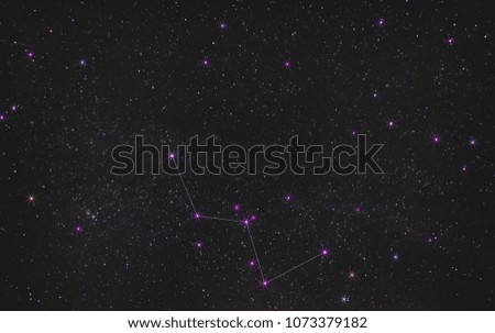 constellation of Cassiopeia in the endless expanse of the night sky, a real photo of deep space