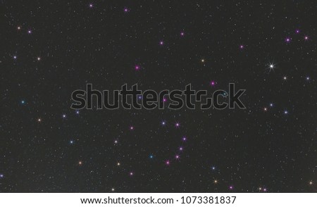 constellation corona borealis and bootes in the endless expanse of the night sky, a real photo of deep space