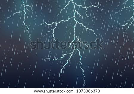 Lightning Strike and Rain Thunderstorm illustration