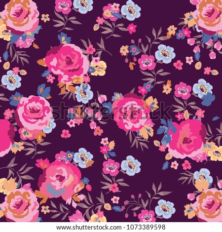 Romantic Rose Print.  Liberty style. fabric, covers, manufacturing, wallpapers, print, gift wrap.