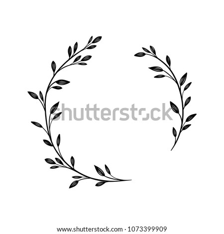 Hand drawn vector frame. Floral wreath with leaves for wedding and holiday. Decorative elements for design. Isolated Royalty-Free Stock Photo #1073399909